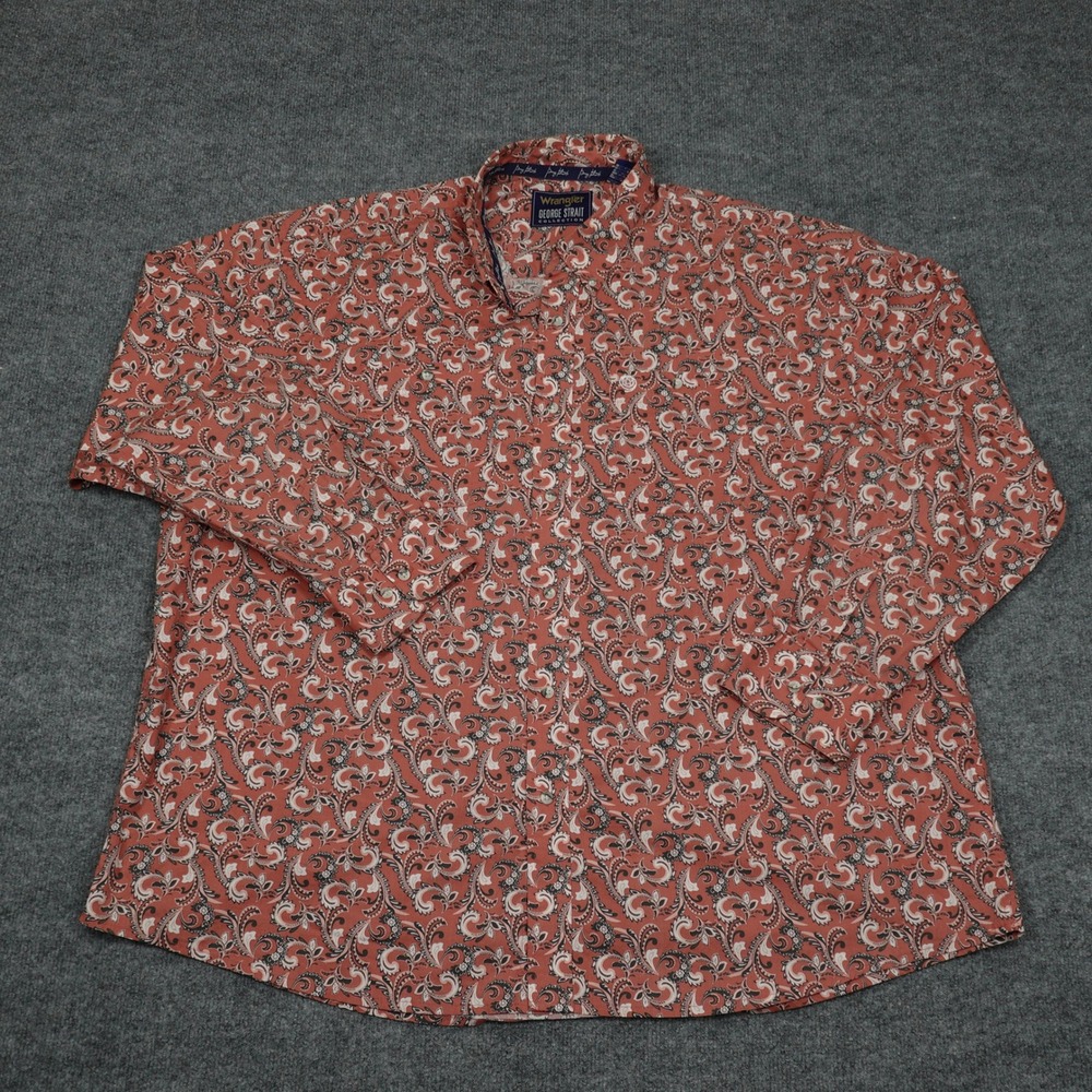 Wrangler Shirt Men 3X Coral Paisley George Strait Collection Western Button Down